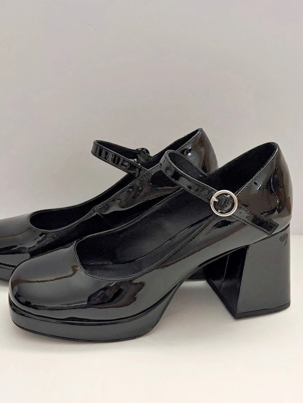 Steve Madden Black Patent Leather Platform Mary Janes